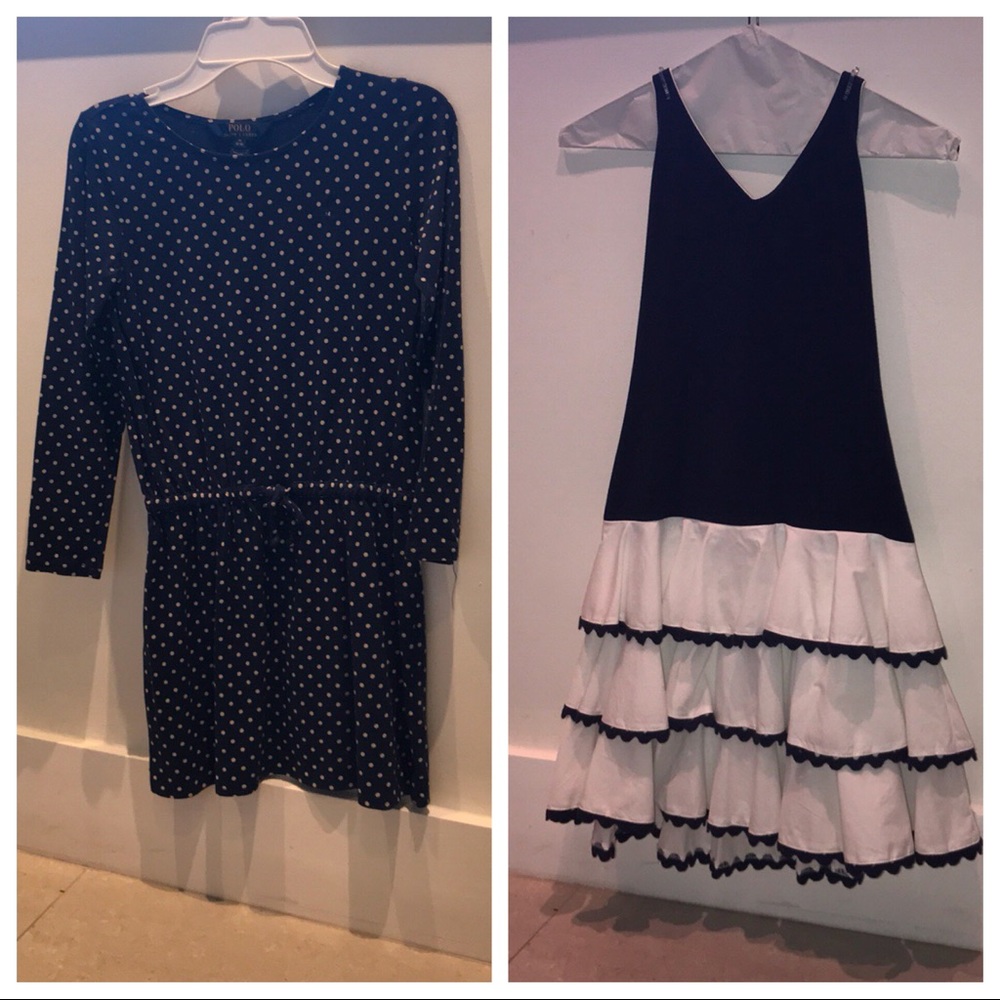 Bundle of a tunic and a dress in navy n white.